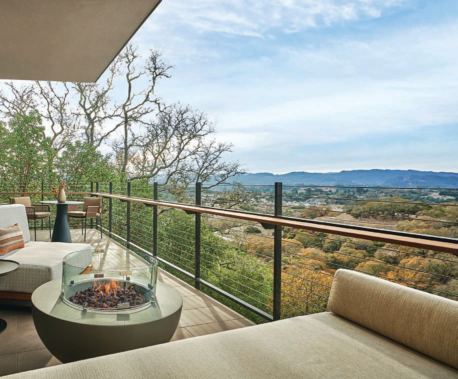 A fire pit-equipped outdoor patio at Montage Healdsburg PHOTO BY CHRISTIAN HORAN