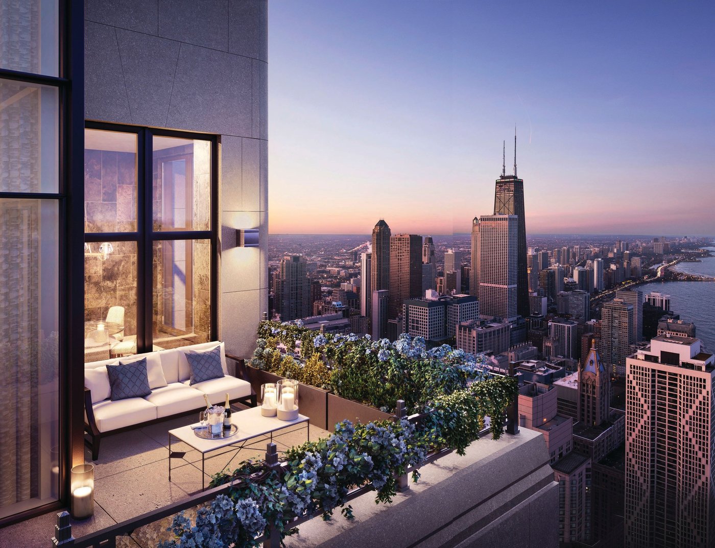 The open-air terrace offers sweeping city and lake views COURTESY OF JAMESON SOTHEBY’S INTERNATIONAL REALTY
