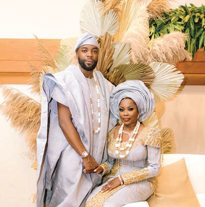 The couple looked stunning in traditional attire for their Nigerian wedding celebration Photographed by IVASH Studio