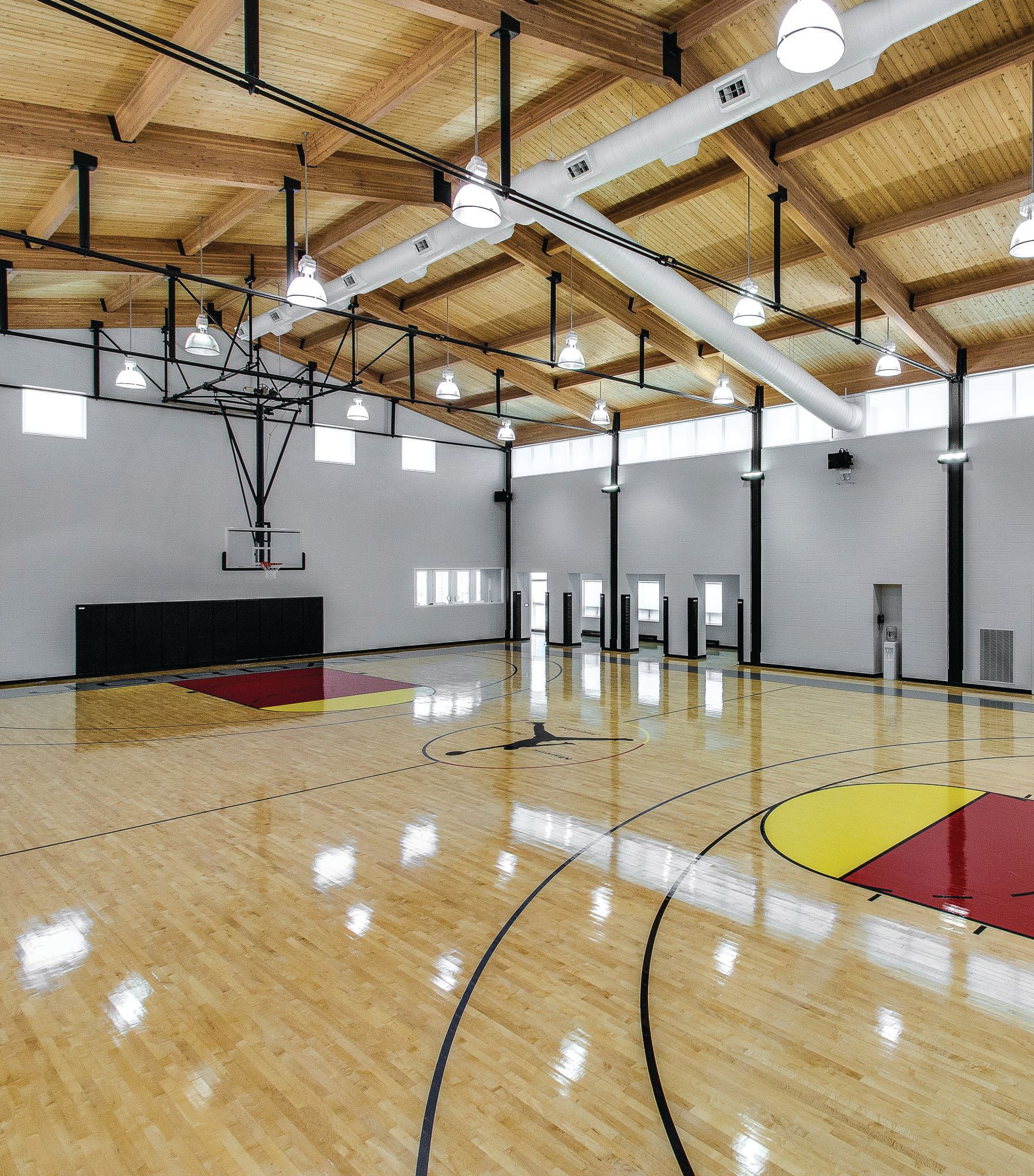 The signature Jumpman logo adds an exclusive Michael Jordan touch to the in-home basketball court. PHOTO BY JOHN ECKHART