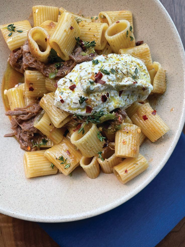 Rigatoni pasta with braised lamb neck, ragu, olives and fennel pollen. PHOTO COURTESY OF ONE OFF HOSPITALITY