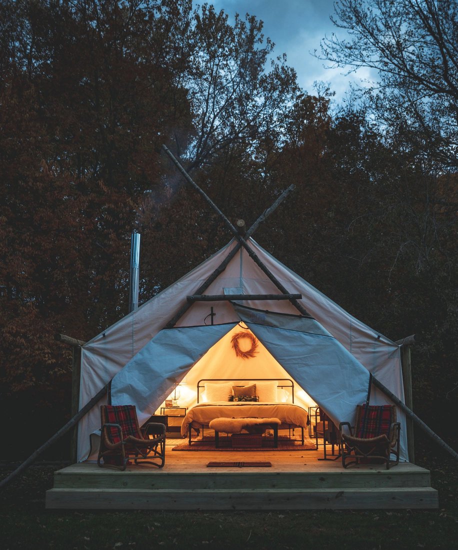 Beyond glamping, pet-friendly The Fields offers amenities like hiking trails, a barbecue area, a garden, the new Treehouse Spa and more. PHOTO COURTESY OF THE FIELDS OF MICHIGAN