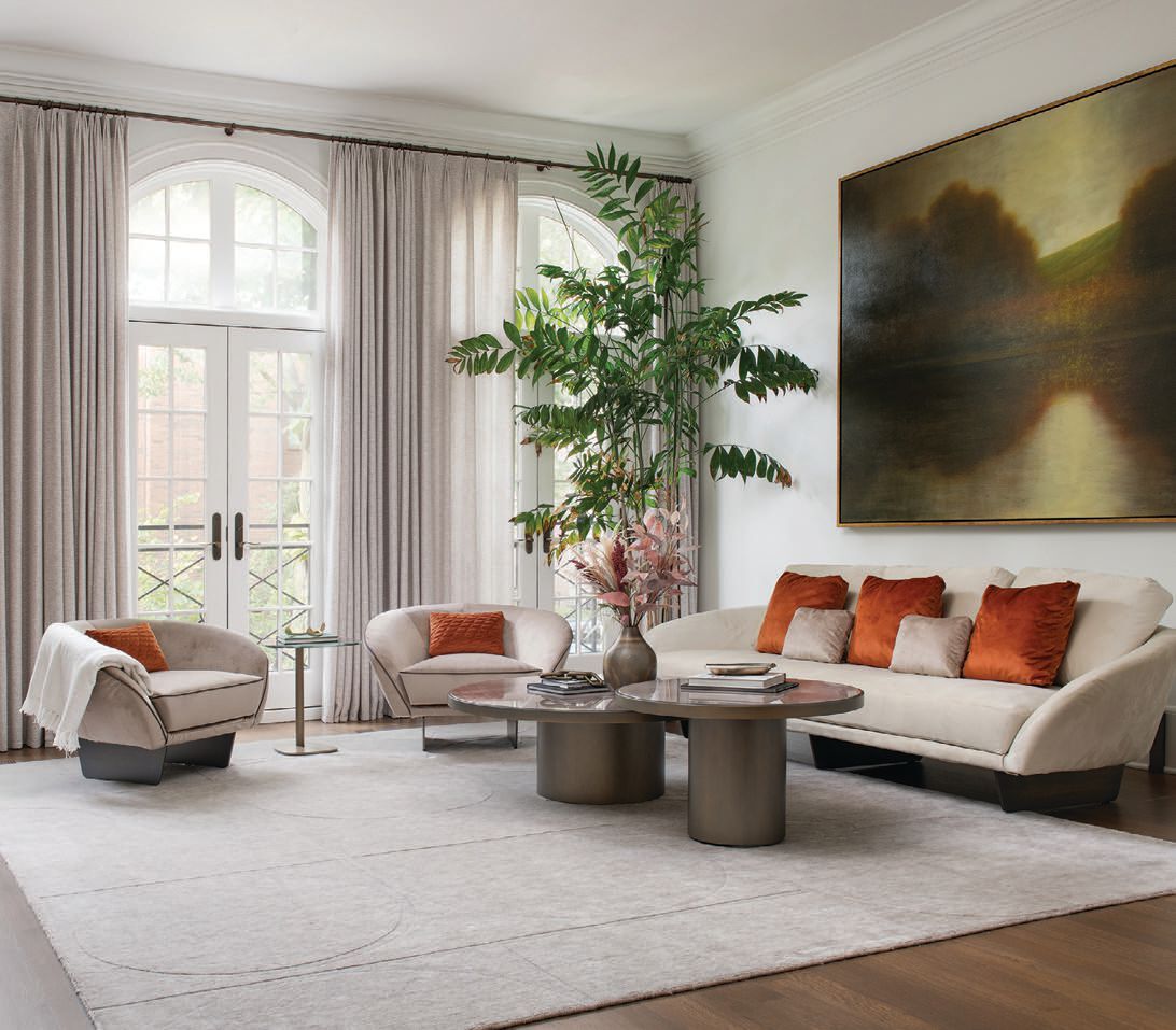 A luxe Lincoln Park living room by Moderne Living. PHOTO COURTESY OF BRANDS