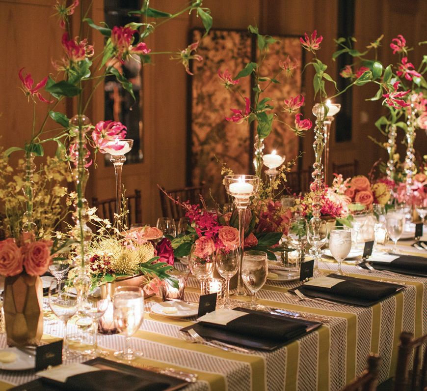 HMR Designs’ Rishi Patel took inspiration from the decor at Le Colonial for the “eclectic, artistic and whimsical” florals Photographed by Lucy Cuneo