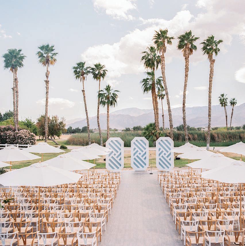 Chairs were arranged in a checkerboard pattern for this ceremony in Palm Springs PHOTO BY: ERIC KELLEY PHOTOGRAPHY
