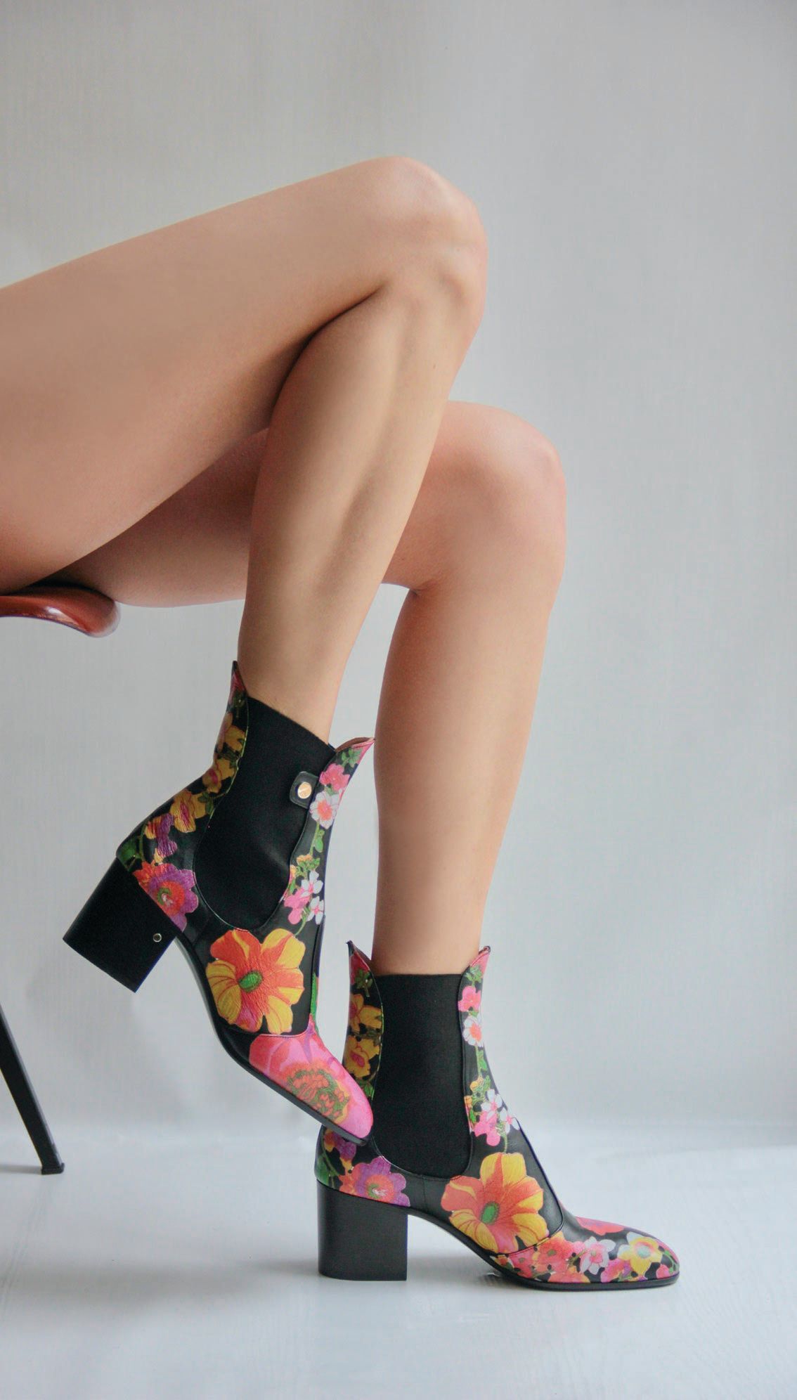 Laurence Dacade Angie glove boot with multicolor flowers SHOE PHOTOS BY DAVID MARGUET