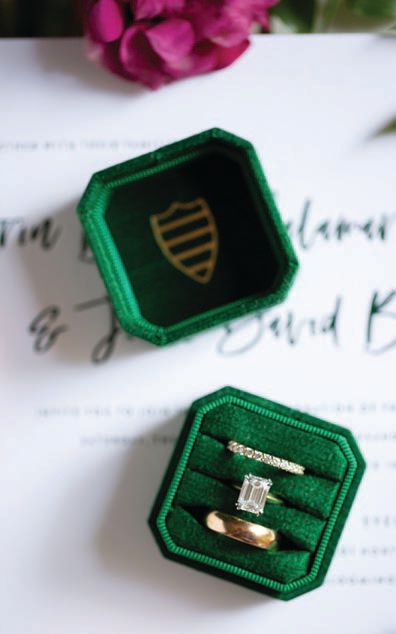 Her engagement ring features an emerald-cut diamond on a gold band PHOTO BY NATALIE PROBST PHOTOGRAPHY