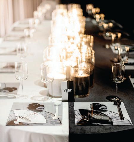 The Japanese-inspired welcome dinner had a black-and-white theme Photographed by IVASH Photography