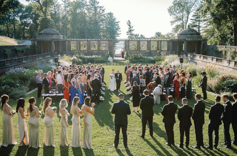 Kristie walked down the aisle in the venue’s Italian garden Photographed by Alisha Norden Photography