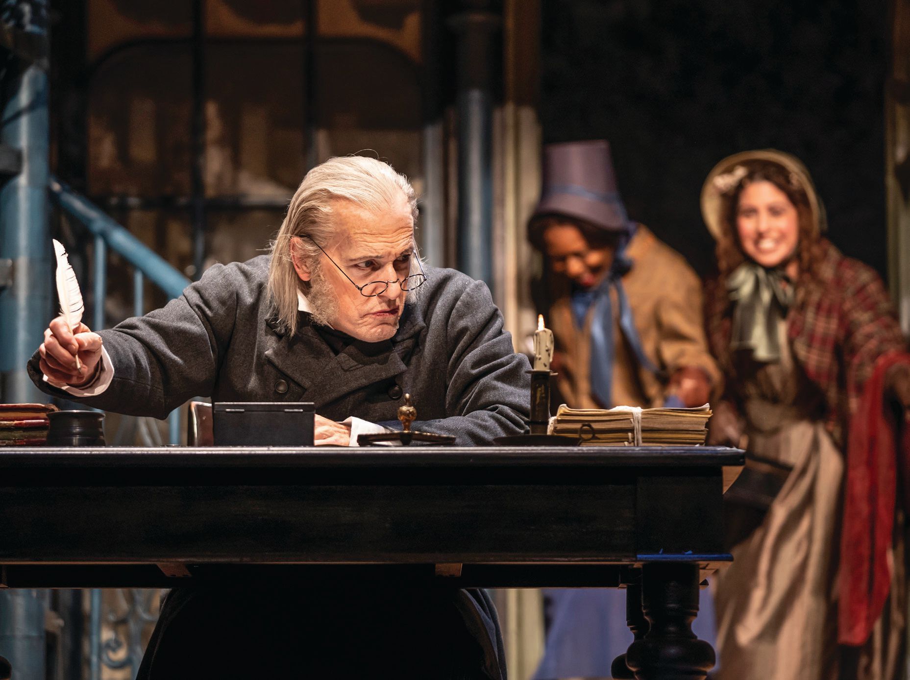 For well over a decade, Larry Yando has been the scowling face of Ebenezer Scrooge in the Goodman Theatre’s A Christmas Carol. PHOTO BY LIZ LAUREN