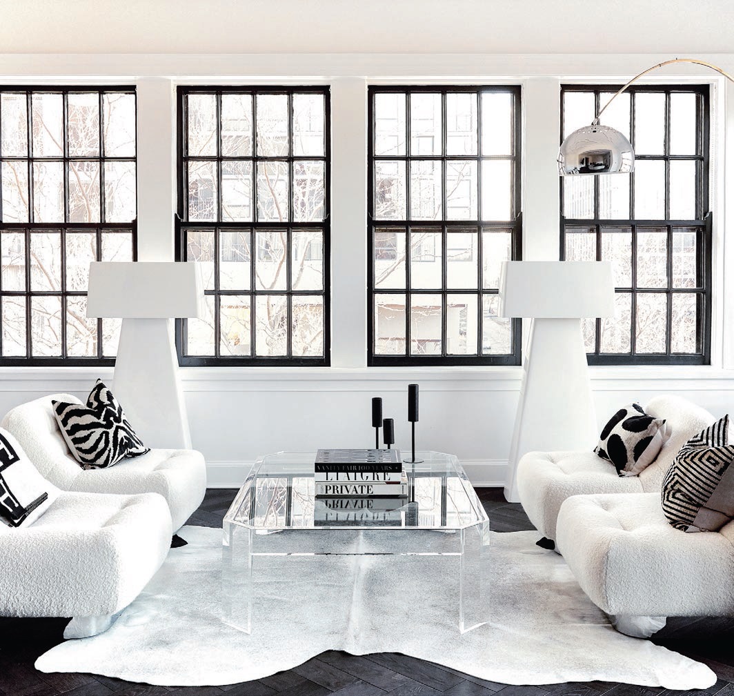 Textural elements and eye-catching patterns make this monochromatic space feel luxe PHOTOGRAPHED BY HEATHER TALBERT