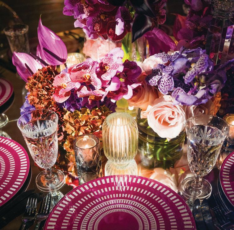 Place settings featured custom chargers from Lola Valentina Photographed by IVASH Photography