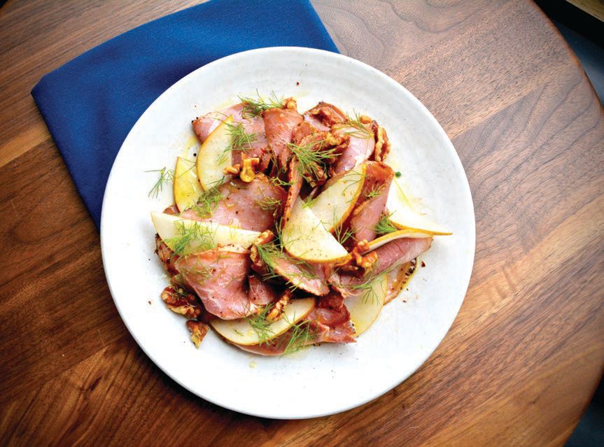 Smoked pork coppa with apples and candied black walnuts PHOTO COURTESY OF ONE OFF HOSPITALITY